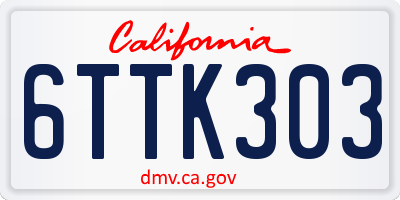 CA license plate 6TTK303