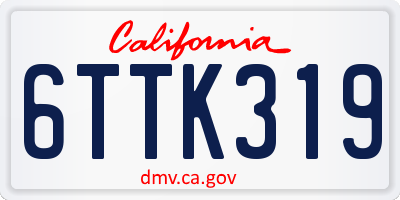 CA license plate 6TTK319
