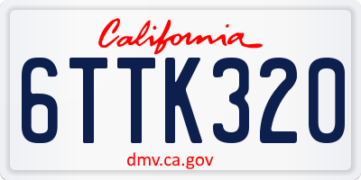 CA license plate 6TTK320