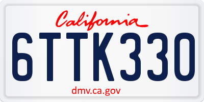 CA license plate 6TTK330