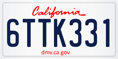 CA license plate 6TTK331