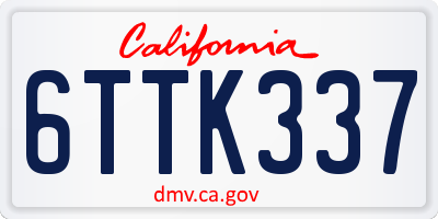 CA license plate 6TTK337