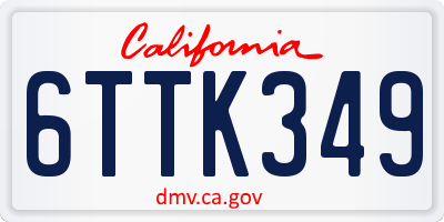 CA license plate 6TTK349