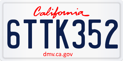 CA license plate 6TTK352