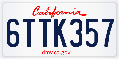 CA license plate 6TTK357