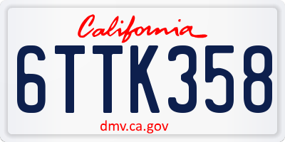 CA license plate 6TTK358