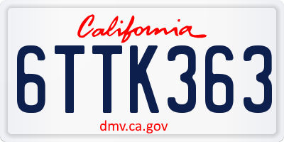 CA license plate 6TTK363