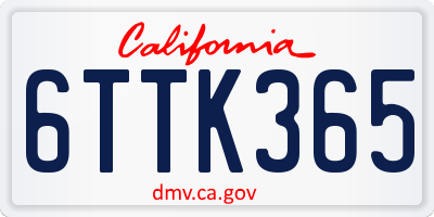 CA license plate 6TTK365