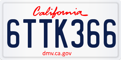 CA license plate 6TTK366