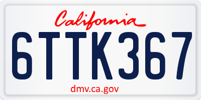 CA license plate 6TTK367