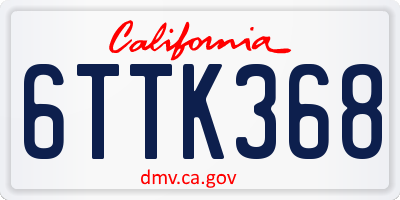 CA license plate 6TTK368