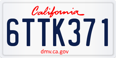 CA license plate 6TTK371