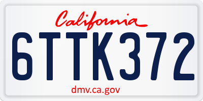 CA license plate 6TTK372