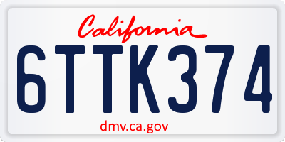 CA license plate 6TTK374