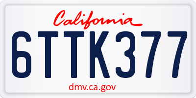 CA license plate 6TTK377