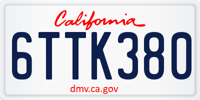CA license plate 6TTK380