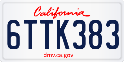 CA license plate 6TTK383