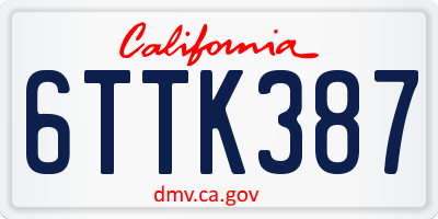 CA license plate 6TTK387