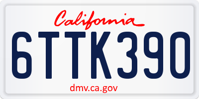 CA license plate 6TTK390