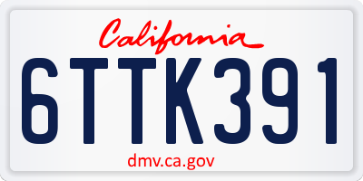 CA license plate 6TTK391