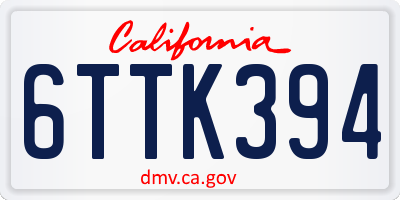 CA license plate 6TTK394