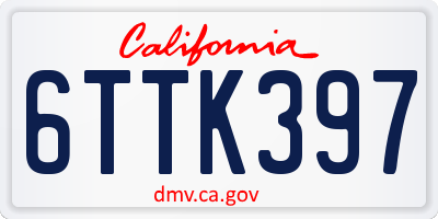 CA license plate 6TTK397