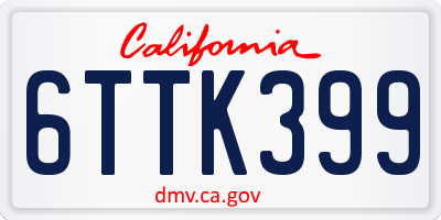 CA license plate 6TTK399
