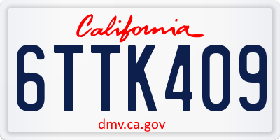 CA license plate 6TTK409