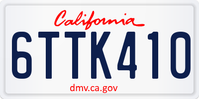 CA license plate 6TTK410