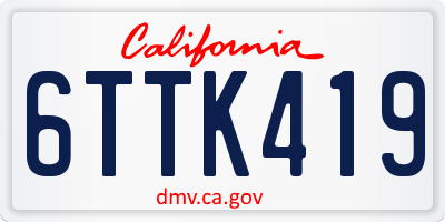 CA license plate 6TTK419