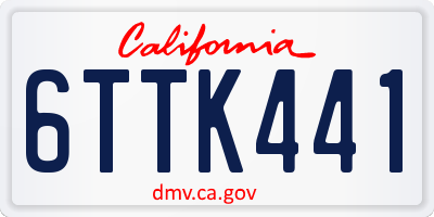CA license plate 6TTK441