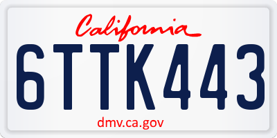 CA license plate 6TTK443