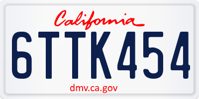 CA license plate 6TTK454