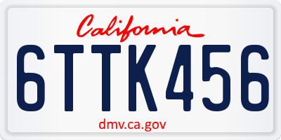 CA license plate 6TTK456