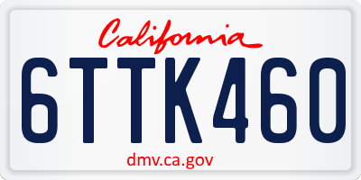 CA license plate 6TTK460