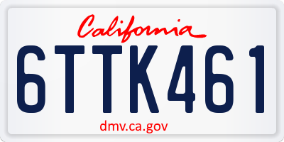 CA license plate 6TTK461