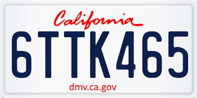 CA license plate 6TTK465