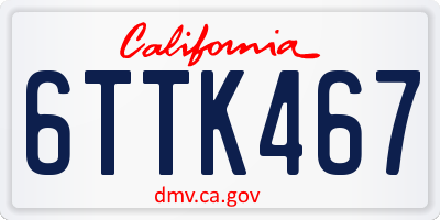 CA license plate 6TTK467