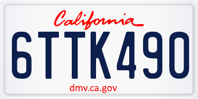 CA license plate 6TTK490