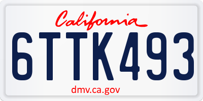 CA license plate 6TTK493