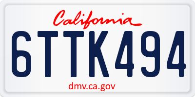 CA license plate 6TTK494