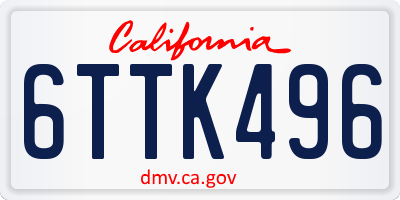 CA license plate 6TTK496