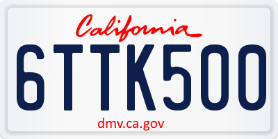 CA license plate 6TTK500