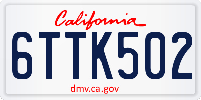 CA license plate 6TTK502