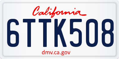 CA license plate 6TTK508
