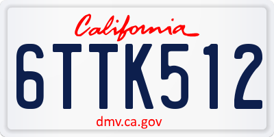 CA license plate 6TTK512