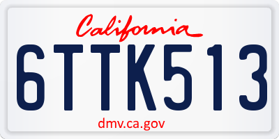 CA license plate 6TTK513