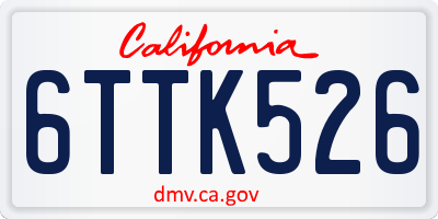 CA license plate 6TTK526