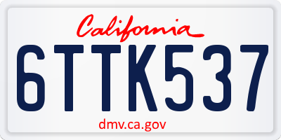 CA license plate 6TTK537