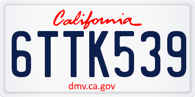 CA license plate 6TTK539